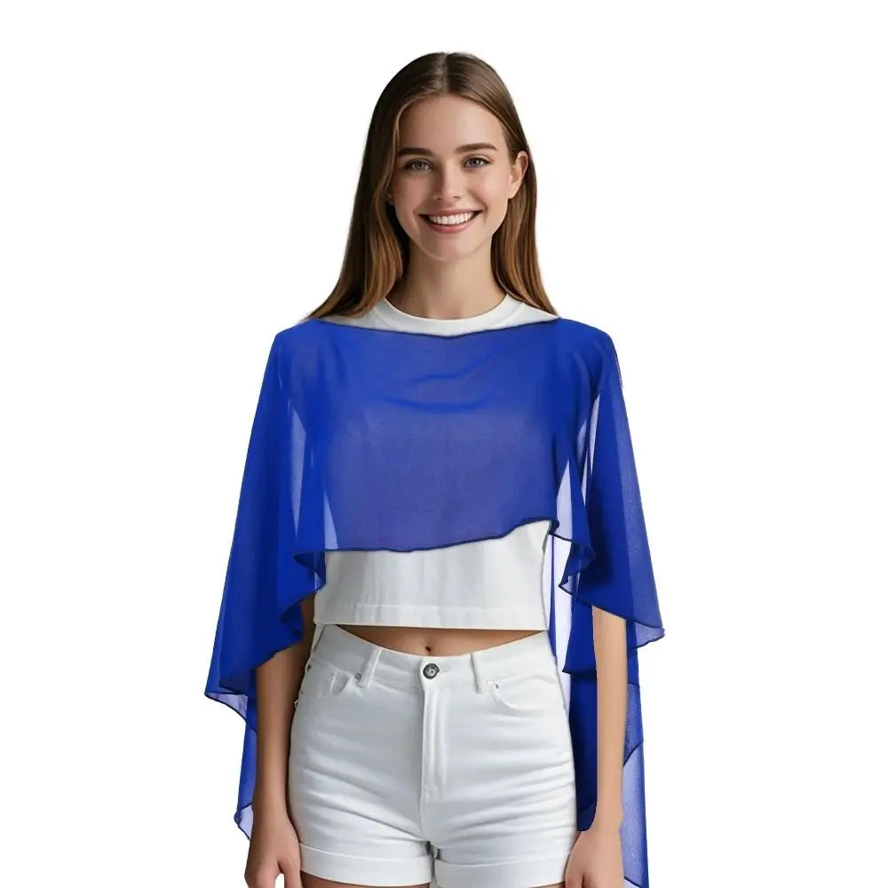 New Fashion Soft Wedding Capes Long Solid Color Chiffon Shrug Sunscreen Wraps Womens Ladies