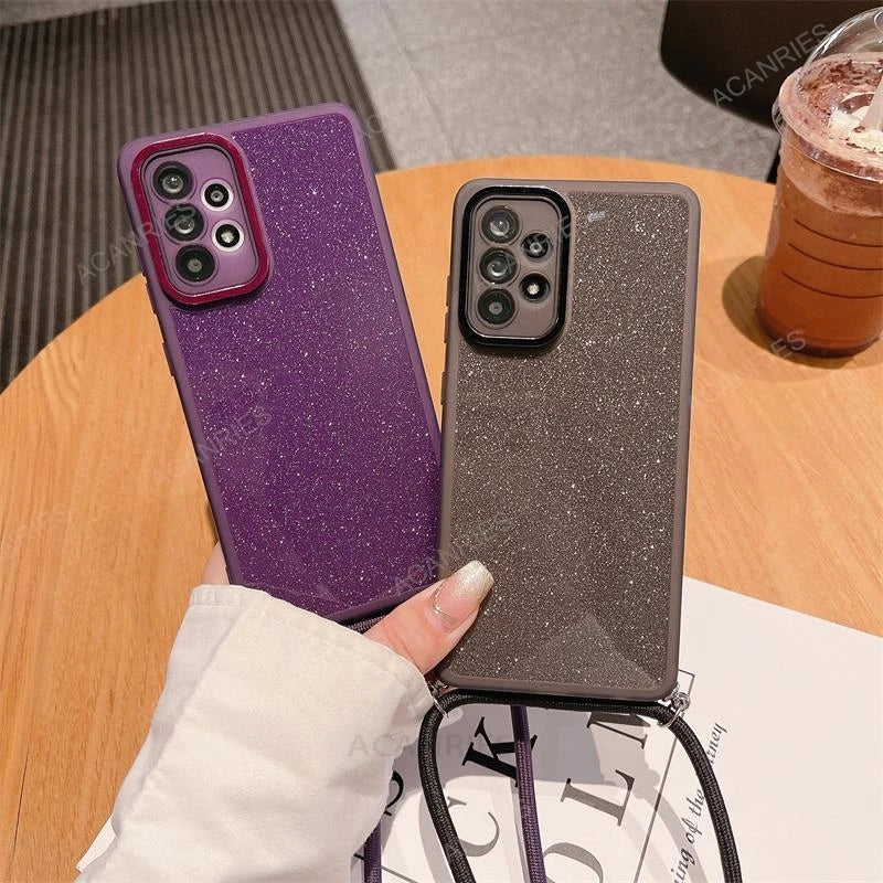 For Honor Magic 7 Lite 5G 6 5 4 X9c X7c X9b X8b X7b X9a Crossbody Lanyard Clear Glitter Silicone Soft Case Mgic7Lite 7lite Cover