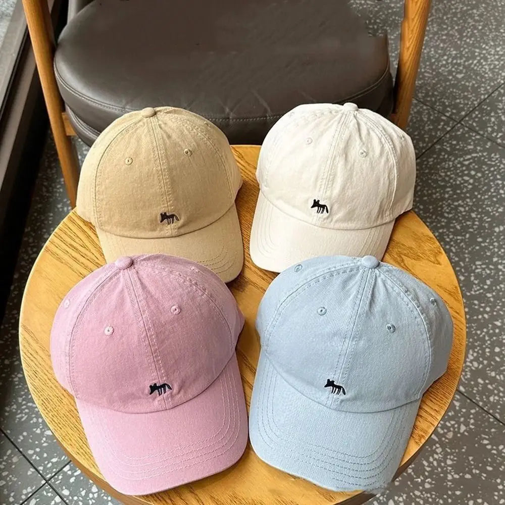 Retro Embroidered Embroidery Baseball Cap Animals Peaked Cap Canvas Baseball Hat Sunscreen Hat Cotton Sun Hat Girl