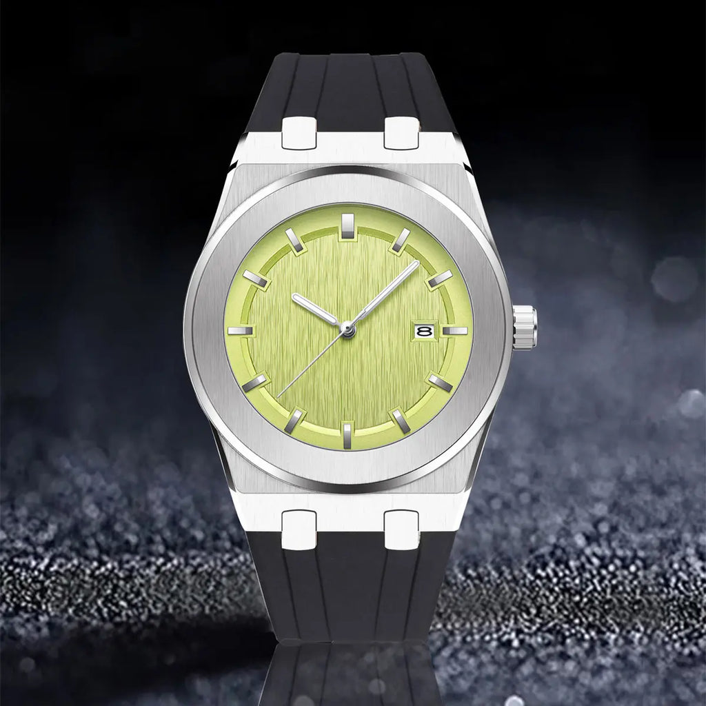 PINTIME Simple Men's Watch Fashion Leisure Sports Silicone Watch Automatic Date No Logo Round Waterproof Quartz Watch