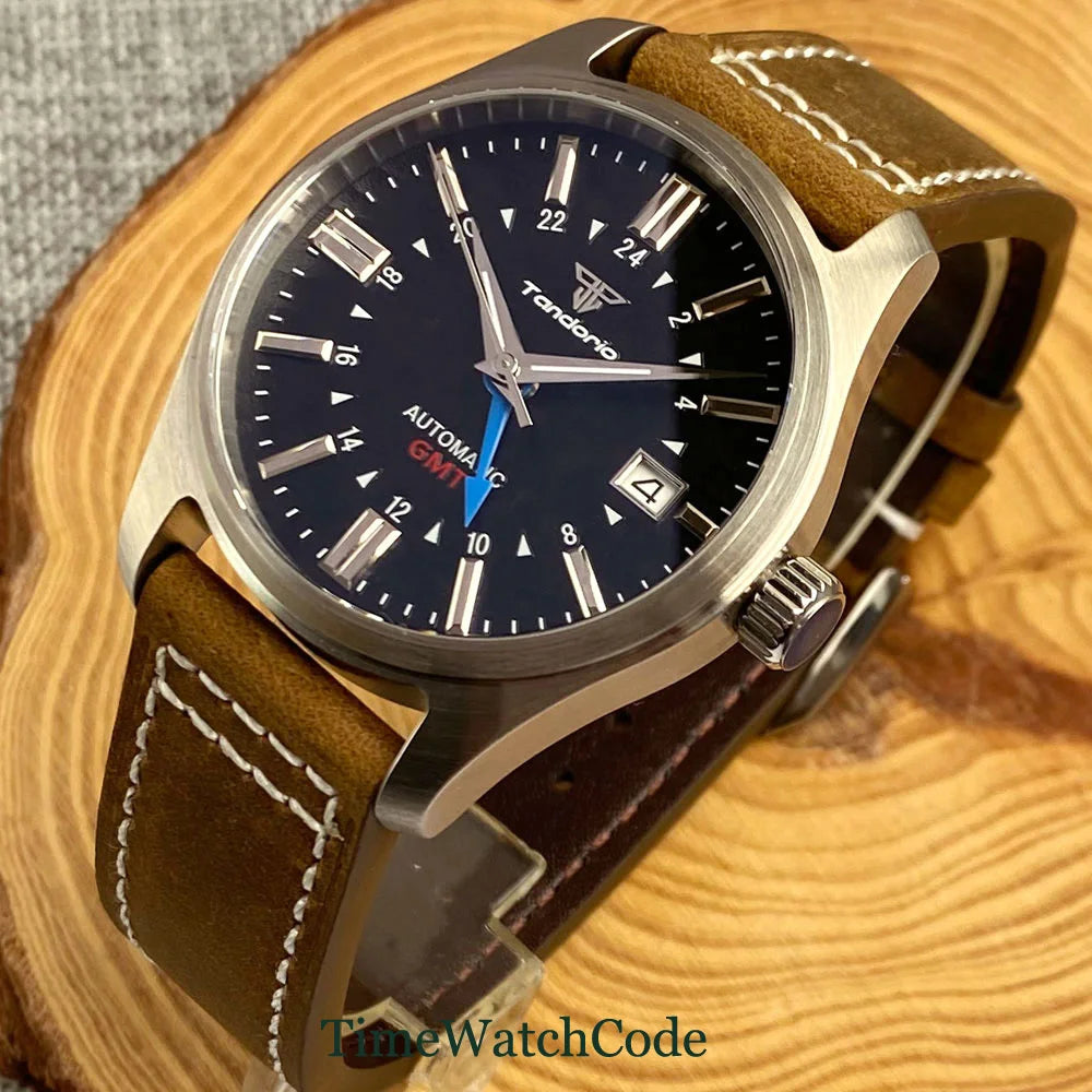 Tandorio  NH34A Automatic Mechanical Watch for Men Diving GMT Movement 200m Waterproof 39mm Sapphire Crystal 316L Bracelet