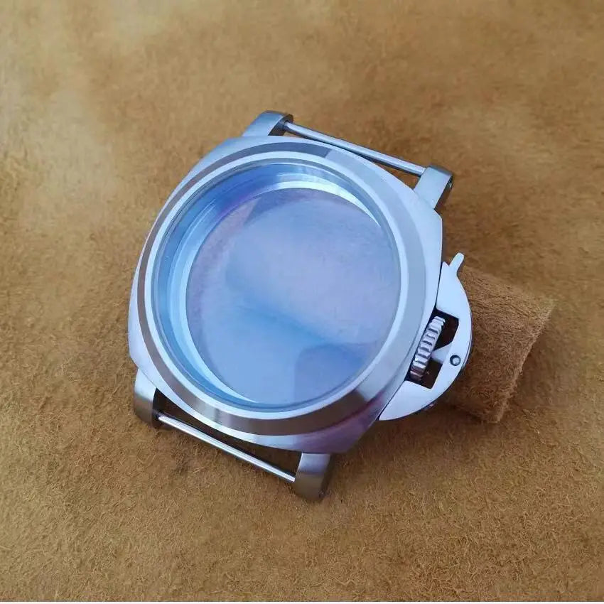 44mm 316L Stainless Steel Mineral Glass Or Sapphire Crystal Fit for ETA 6497/6498 ST3600 ST321 Movement steel color Case parts