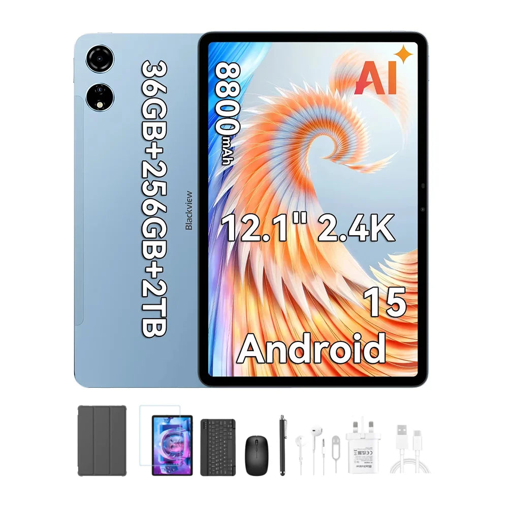 Blackview MEGA 3 Tablet SET 12.1" 2.5K FHD+ Display MTK G100 Octa core 12GB 256GB 8800mAh 50MP Camera 33W Charger Android 15 Pad