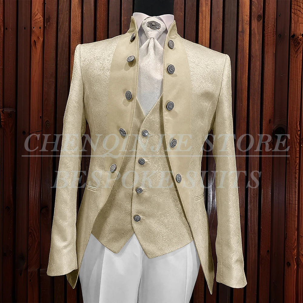 Formal Jacquard Men's Suits Elegant Wedding 3 Piece Jacket Pants Vest Blazer High Quality Full Sets Costume Homme Blazer 2025
