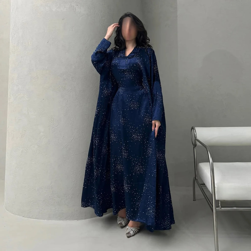 Eid Muslim Abaya Women Diamond Dress Party Night Ramadan Arab Dubai Dresses Kaftan Vestidos Largos Long Robe Jalabiya 2025