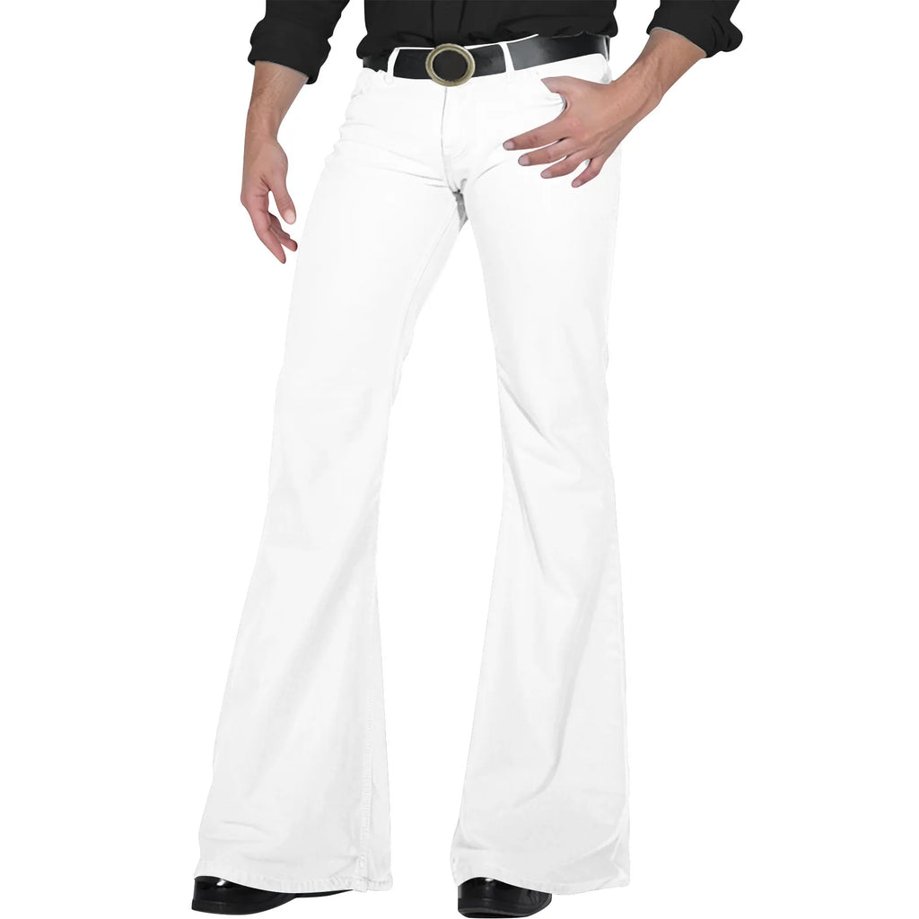 Men's fashion Retro Disco Flared Pants Loose Stretch Vintage Trousers Fit Flared Comfortable Retro Stretch Twill Men's Trousers