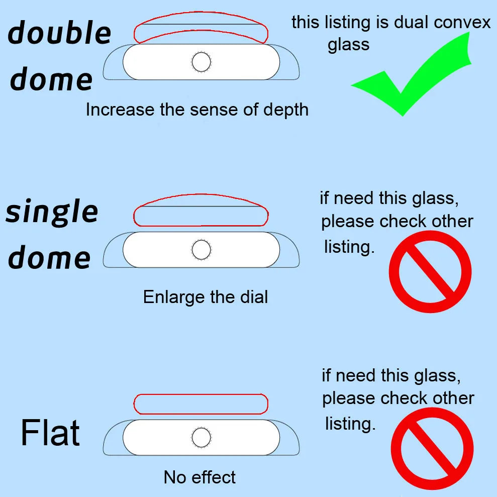 Double Dome 2.5mm Round Mineral Watch Crystal 30mm to 38.5mm Quartz Mechanical Replacement Watch Glass Lens Watch Repair Tools