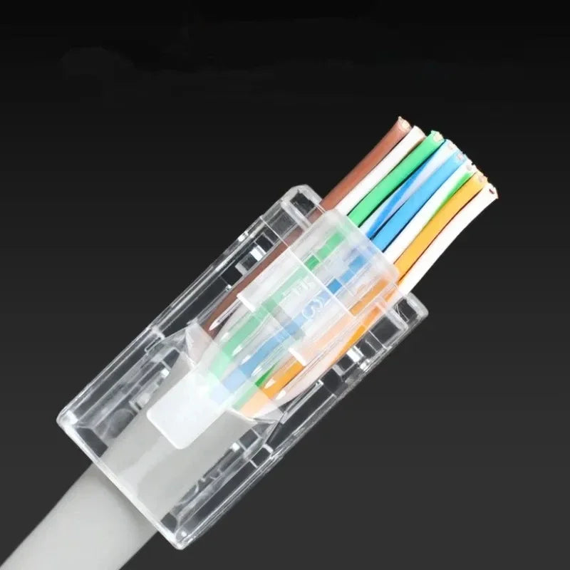 Rj45 Cat5e Connector Crystal Unshielded RJ45 Ends UTP 8Pin Modular Network Plug Connectors for Solid Stranded UTP Network Cable