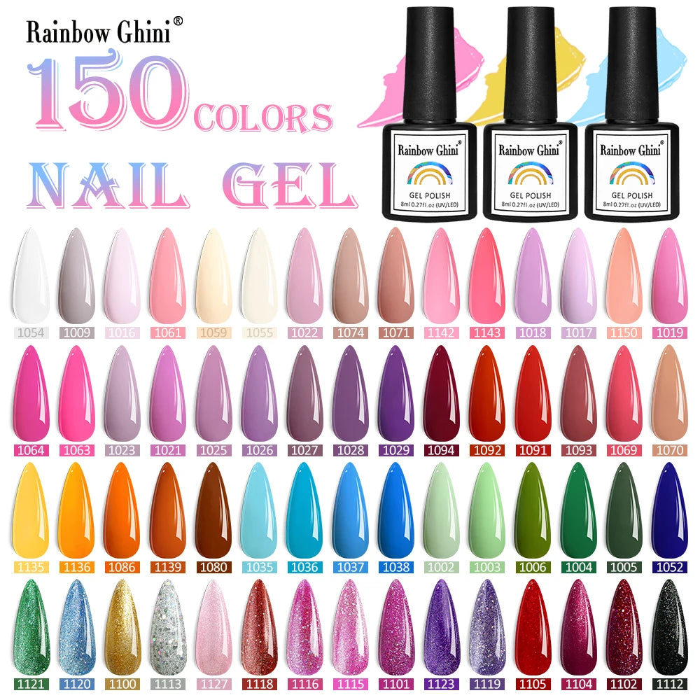 Rainbow Ghini 8ml High Quality Autumn Winter Trendy Colors Small Capacity Gel Polish Red Purple Shade Fine Shimmer Nail Varnish
