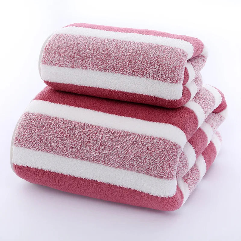 1 pcs Striped Face Towel 35x75cm For Bathroom Or Soft And Absorbent Quick-Drying Experience Microfiber Bath Towel 70x140cm
