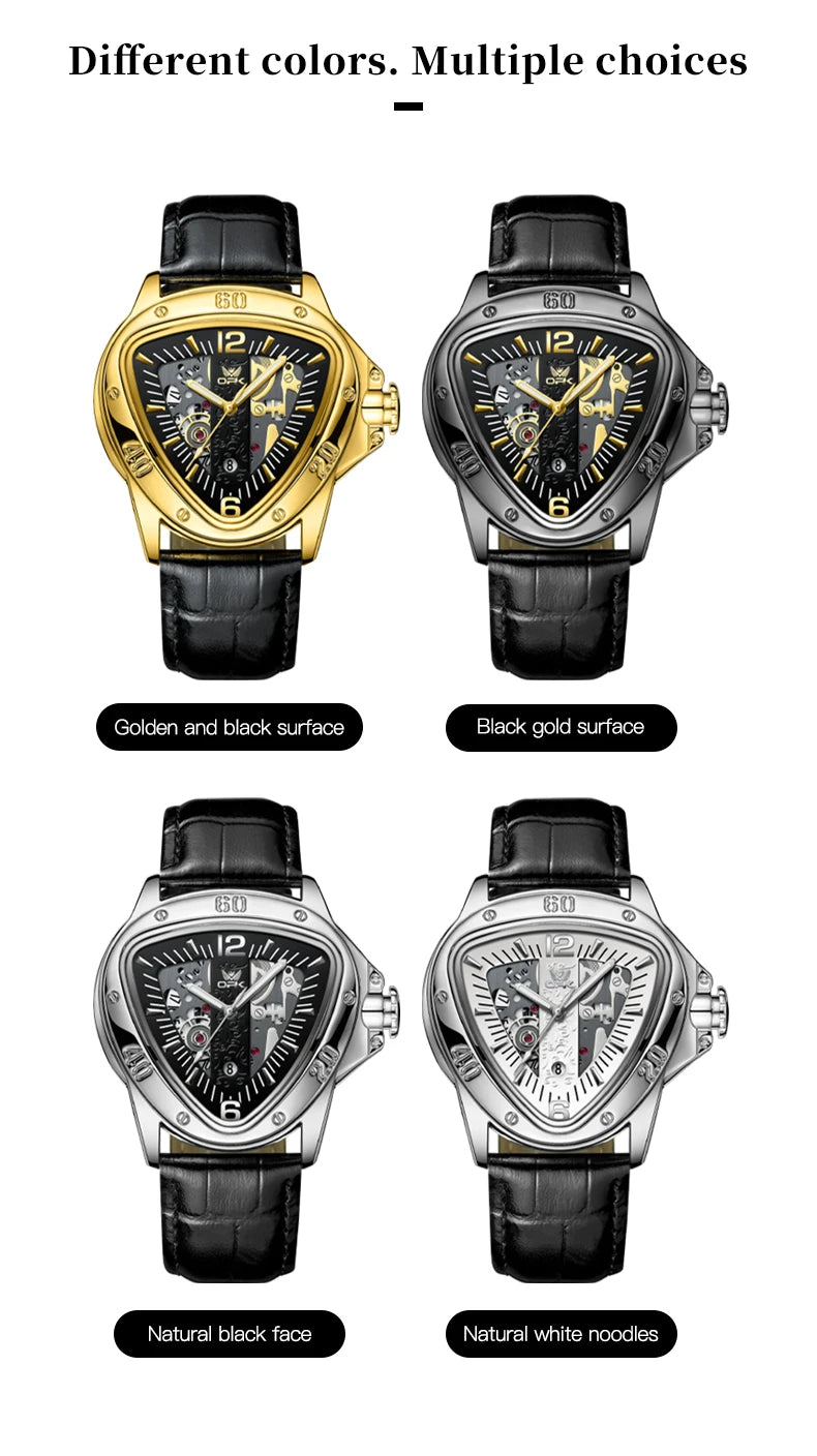 OPK 8168 Fashion Original Quartz Watch For Men Luxury Waterproof Luminous Leather Hand Clock Top Brand Business Man Watches 2024