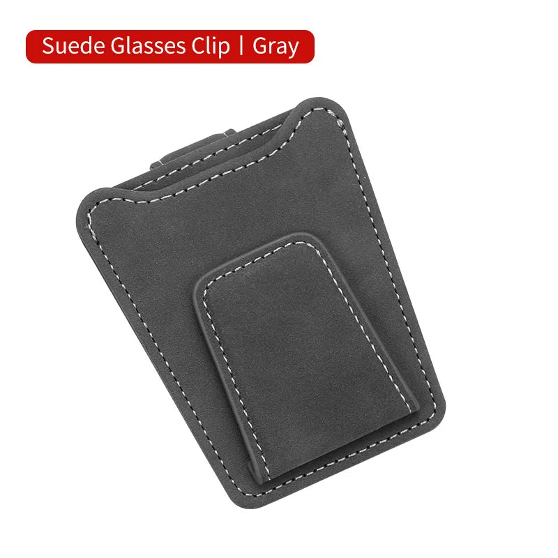 Sunglass Holder For Car Sun Visor, Suede Leather Glasses Eyeglass Hanger Clip Car Sunglasses Holder Ticket Card Clip Accessories