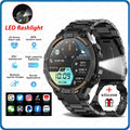 Outdoor Military Rugged Smartwatch Men GPS Sports Fitness Waterproof Watch Bluetooth Call with LED Lights Smart Watch