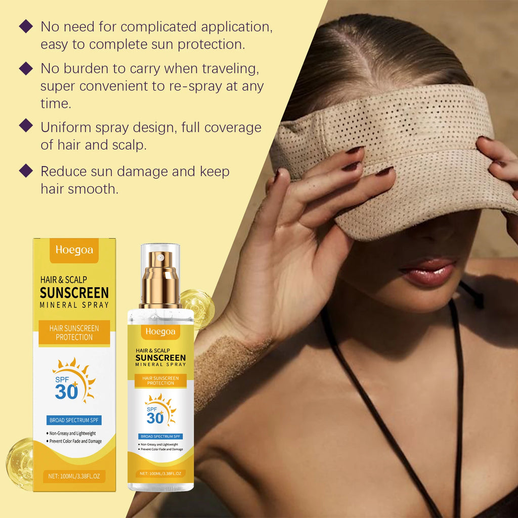 Scalp Hair Sunscreen Spray For Dyed Highlighted Hair UV Protection Prevent Hair Fading Dryness Lightweight Scalp Sunscreen Care