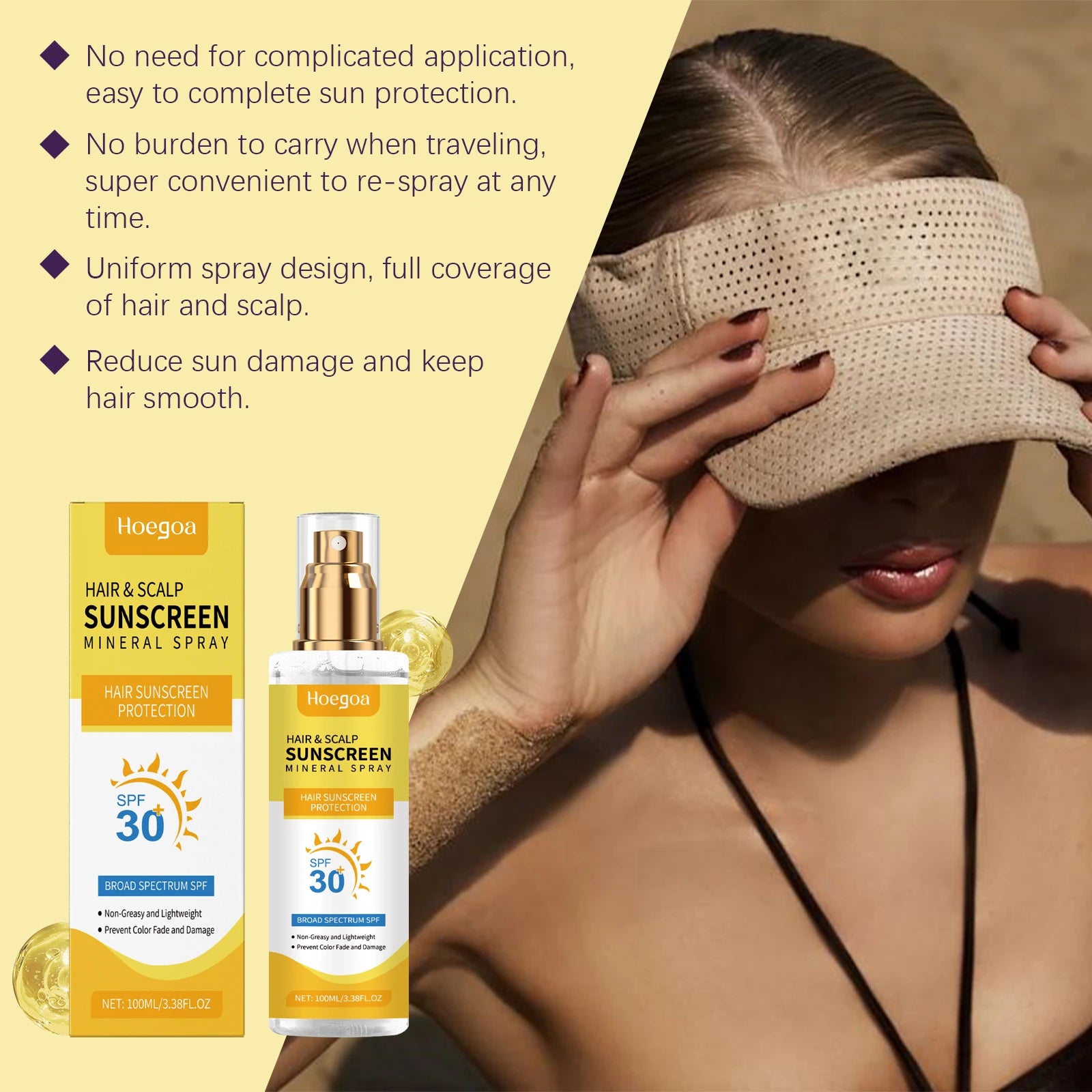 Scalp Hair Sunscreen Spray For Dyed Highlighted Hair UV Protection Prevent Hair Fading Dryness Lightweight Scalp Sunscreen Care