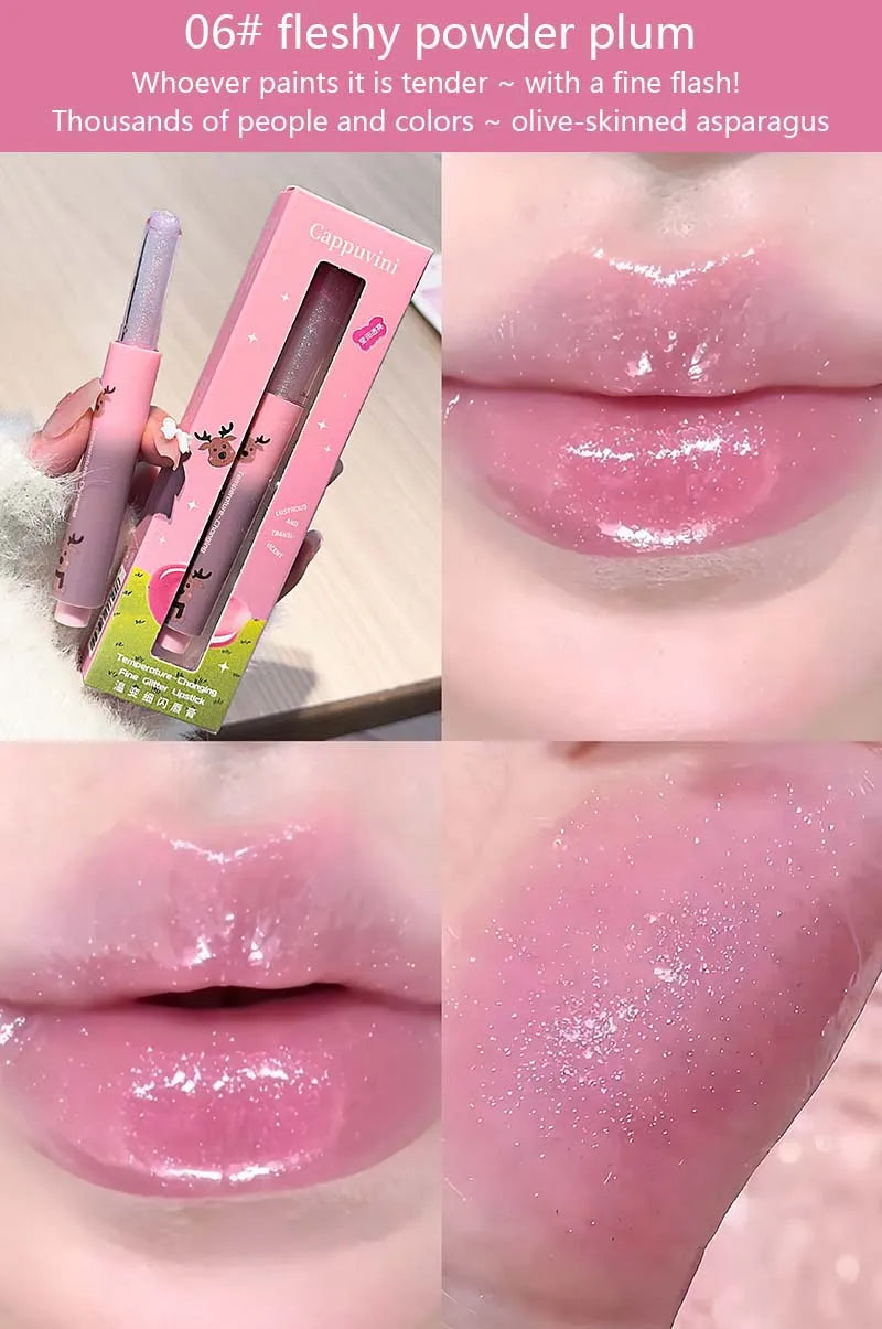 Shimmer Lip Jelly Pen Moisturizing Mirror Water Light Solid Lip Gloss Film-forming Non-Fading Gloss Lipstick Long-lasting Makeup
