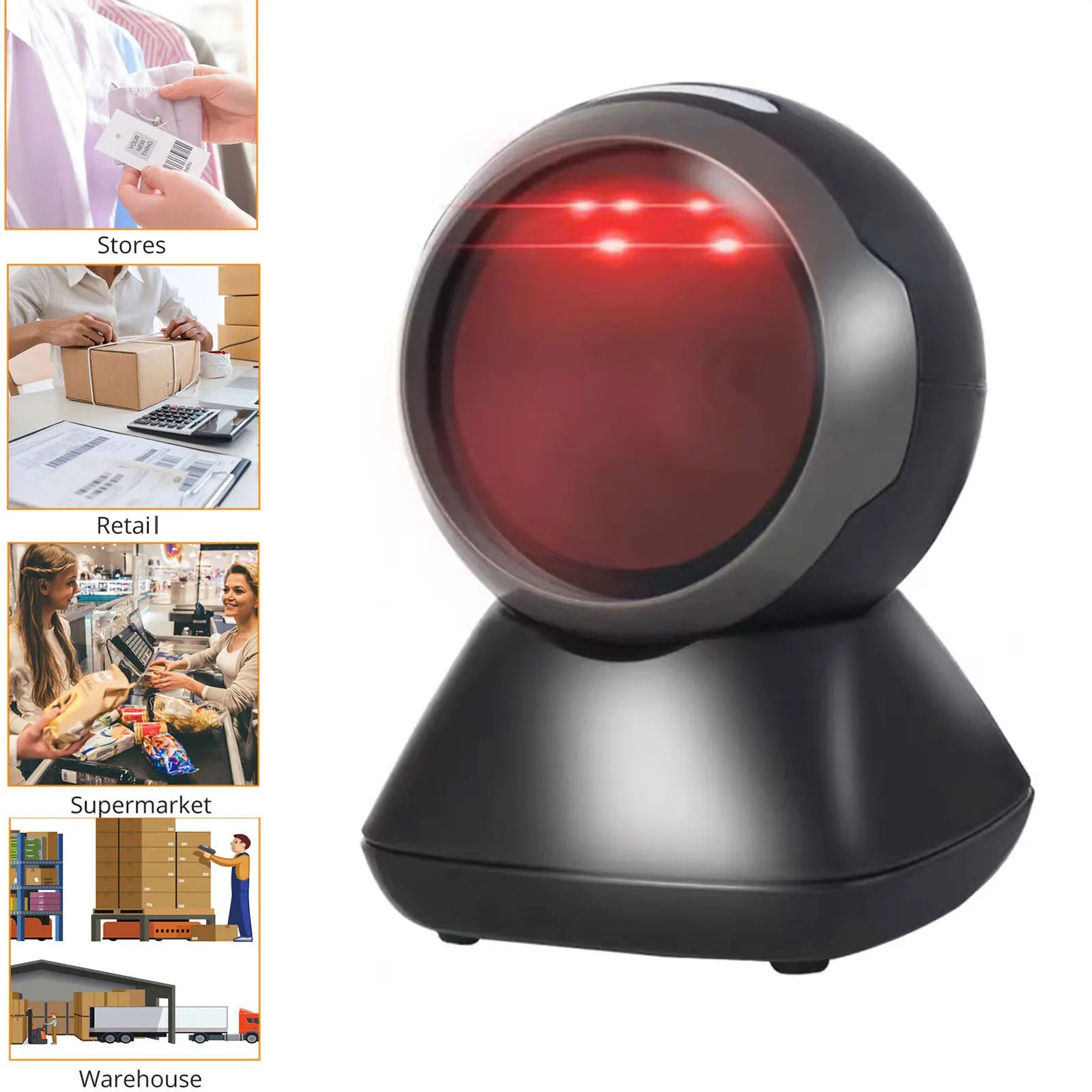 New Arrial Foldable Omnidirectional Desktop 2D Barcode Scanner Automatic Wired USB Platform Bar Code Reader for Supermarket