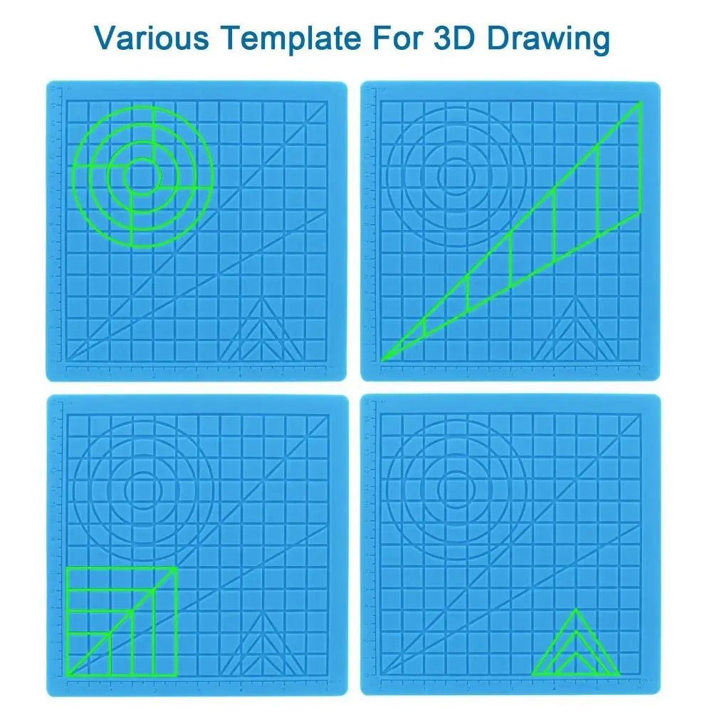 3D Printing Drawing Pen Silicone Design Pad with Basic Stencil Comes with 2 Silicone Finger Cots Excellent 3D Pen Drawing Tool