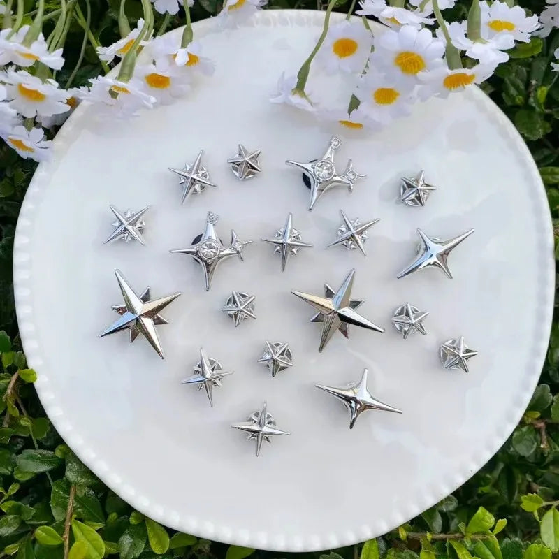 18 Silver Star Shoe Accessories DIY Kit Fun Multi-Functional Fashion Decorations for Personalized Footwear