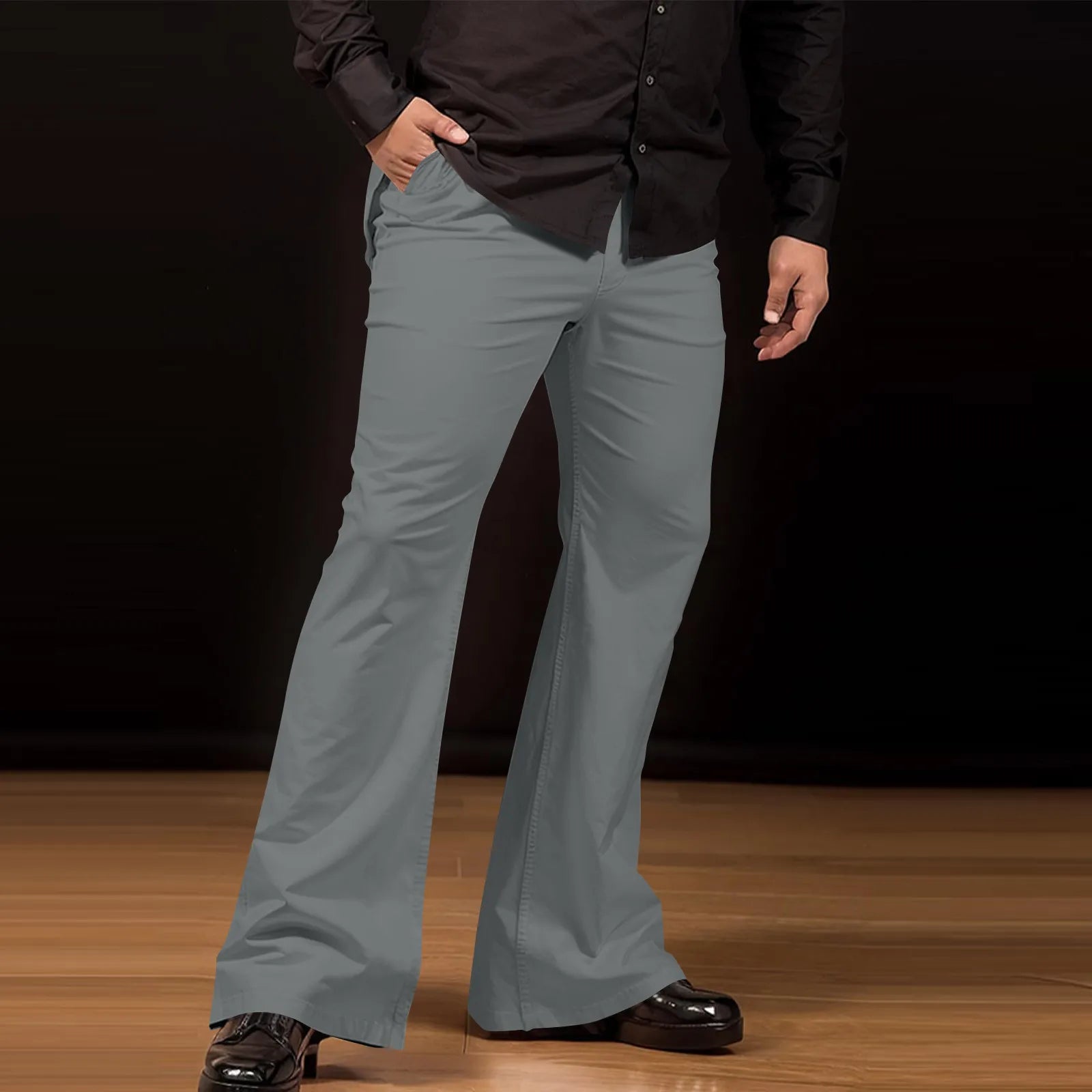 Men's fashion Retro Disco Flared Pants Loose Stretch Vintage Trousers Fit Flared Comfortable Retro Stretch Twill Men's Trousers