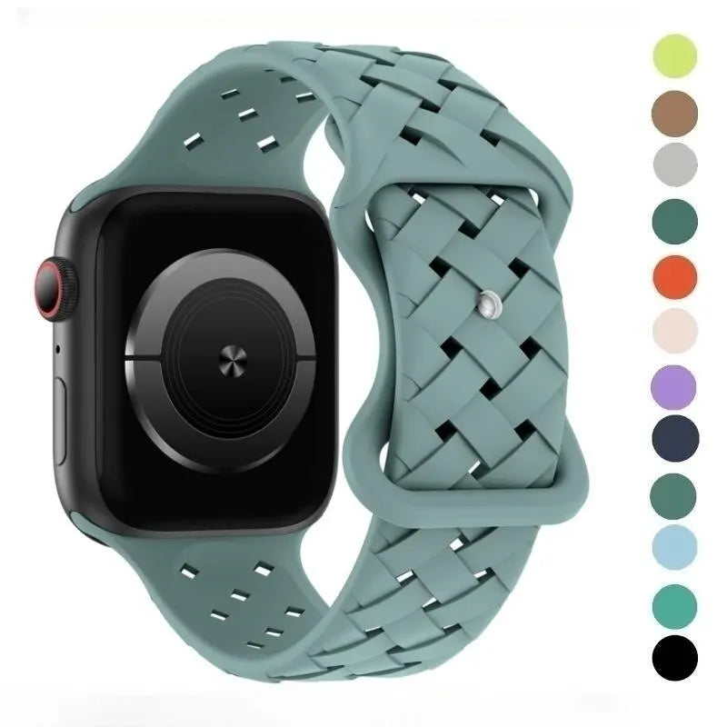 Woven Loop Silicone Strap for Apple Watch Band Ultra 49mm 44mm 40mm 45mm 42mm Sport Bracelet for IWatch Series 8 7 6 5 4 3 2 1