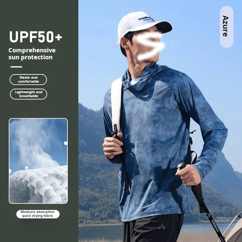 Summer Men's and Women's Sunscreen Fishing Clothes Loose big Size Thin Casual Quick Drying Ice Silk Camouflage Sunscreen Jacket