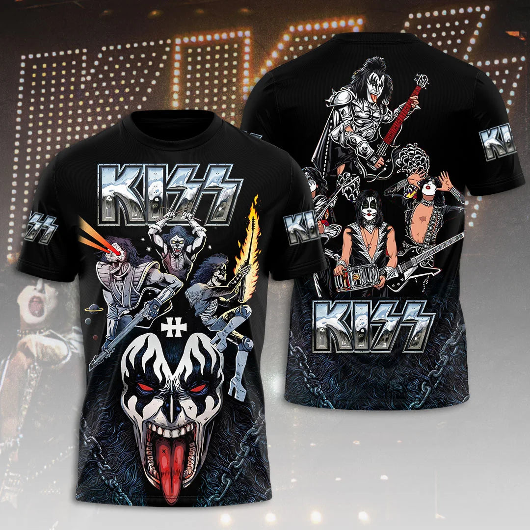 Rock Band Kiss T-shirts 3D Printing T Shirt Summer Men Women Funny Hip hop Short sleeve O-neck Tee Shirt Street Cosplay Clothing