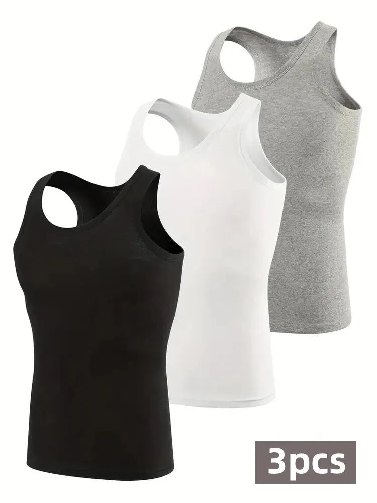 3 Pieces Men's Tank Top MEN'S Cotton Wear Summer Base Sleeveless Cotton Old Man Undershirt Hurdling Exercise Fitness