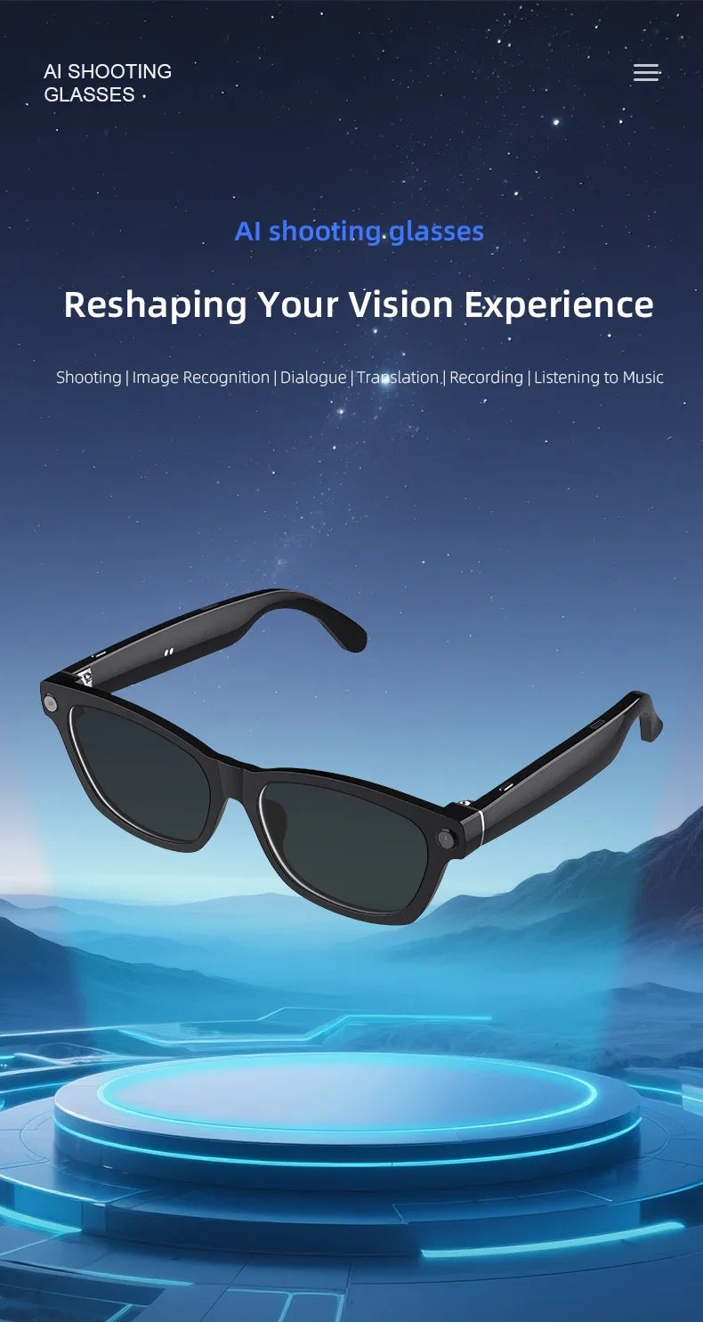 V03-T5 Smart AI Glasses HD Camera 1080P Video Recorder Life Waterproof Al Voice Translation Bluetooth Call Sunglasses Glasses