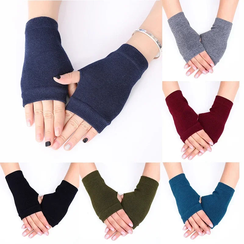 1Pair Outdoors Fingerless Hand Gloves Thin Solid Color Short Mittens Cycling Sunscreen UV Protection Touch Screen Driving Gloves
