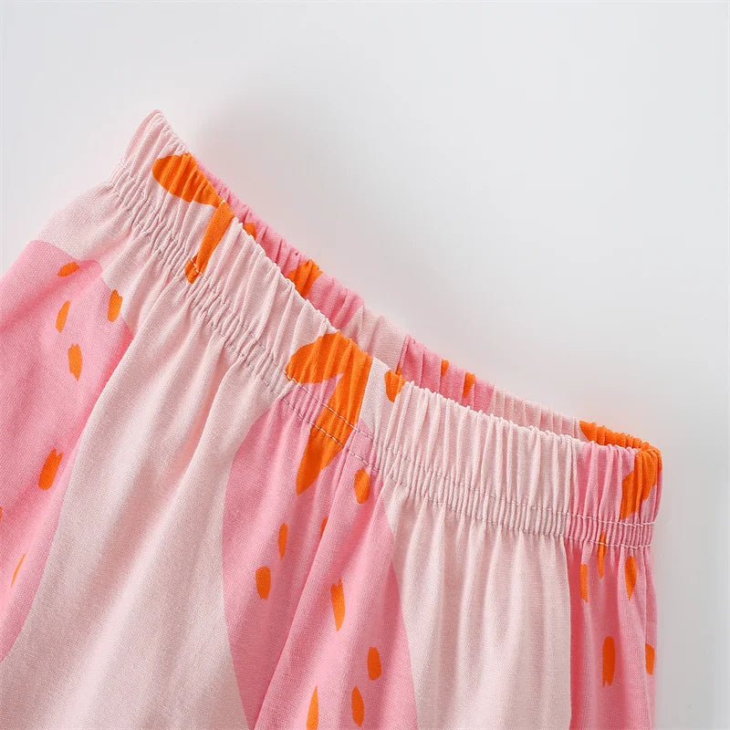 Jumping Meters 100% Cotton 3-8T Strawberry Girl 2 PCS Sets Baby Outfits Summer Tops + Shorts Children's Clothing Toddler Outfits