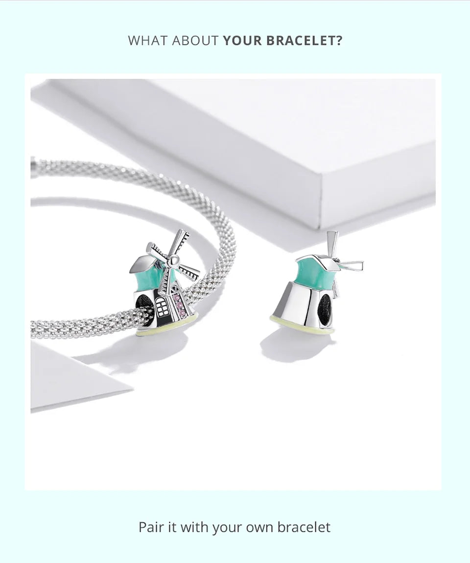BISAER 925 Sterling Silver Summer Vacation Charm Bead Lipstick Sunglasses High Heels Airplane Pendant Fit Women DIY Bracelet