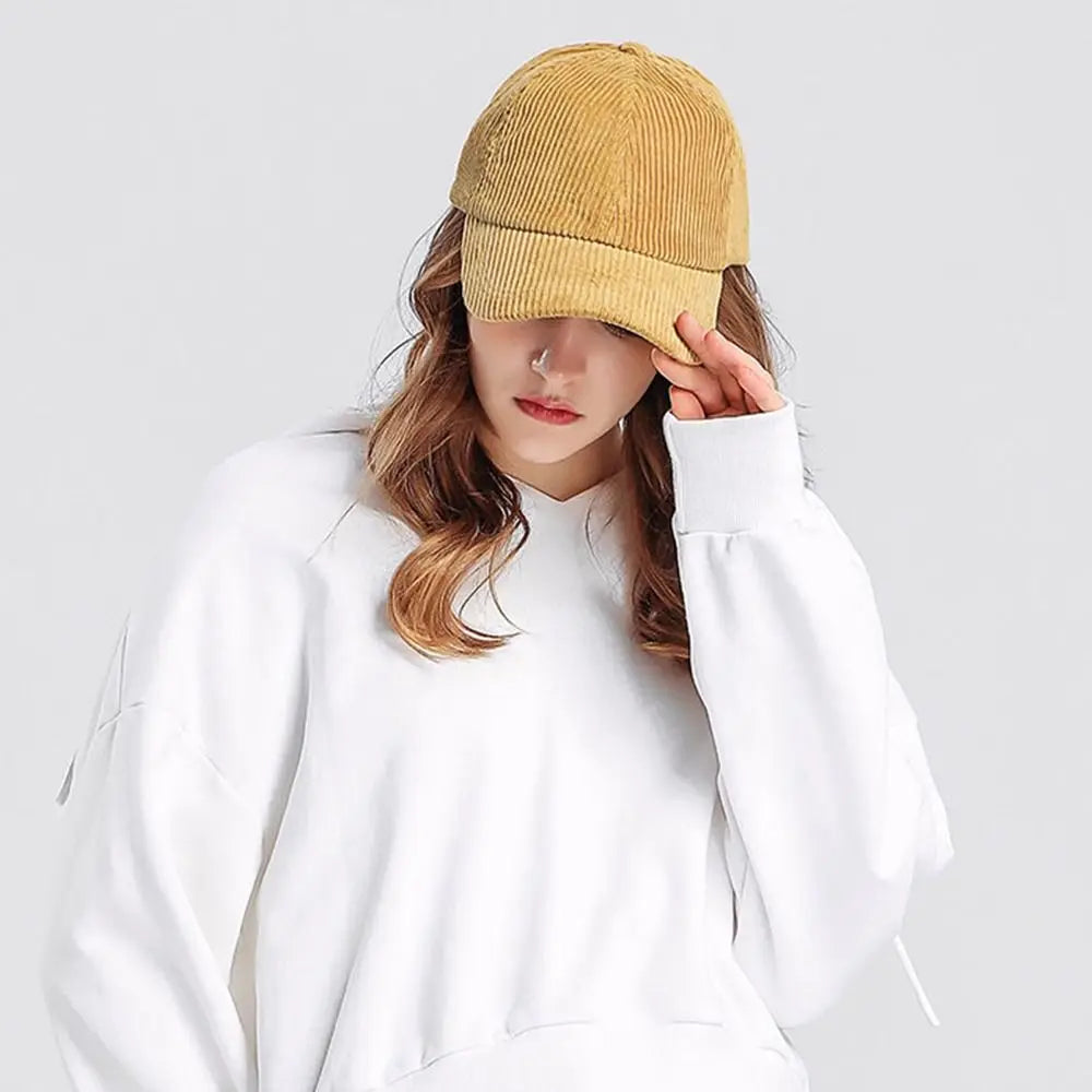 Breathable Unisex Corduroy Corduroy Baseball Cap Adjustable Baseball Hat Sunscreen Cap Women