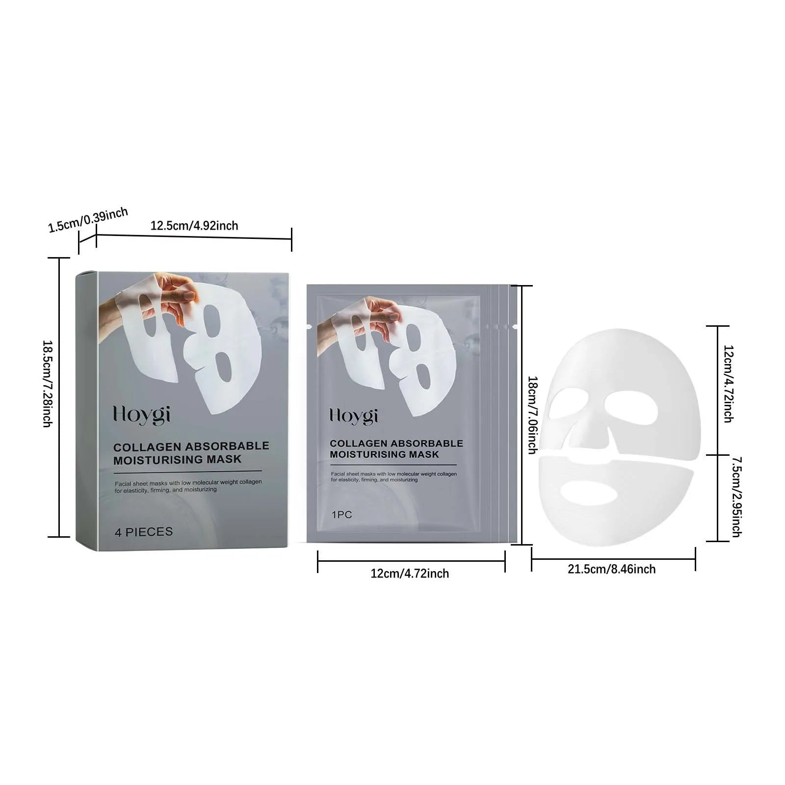 Collagen Face Mask Hydrating Shrinking Pores Fade Fine Lines Moisturizing Refreshing Hyaluronic Acid Sheet Mask Korean Skin Care