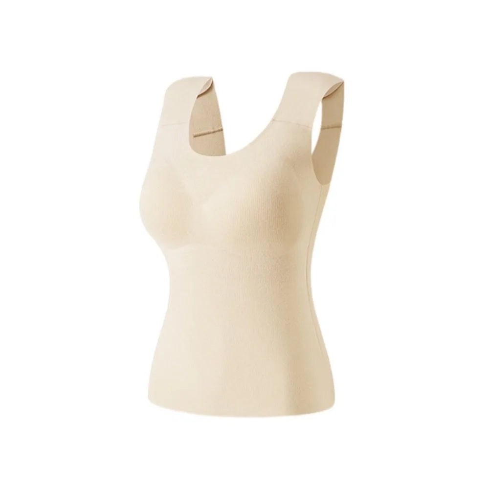 U-neck Right-angle Shoulder Vest Seamless Invisible Thermal Underwear Winter Autumn Sleeveless Underwear for Women