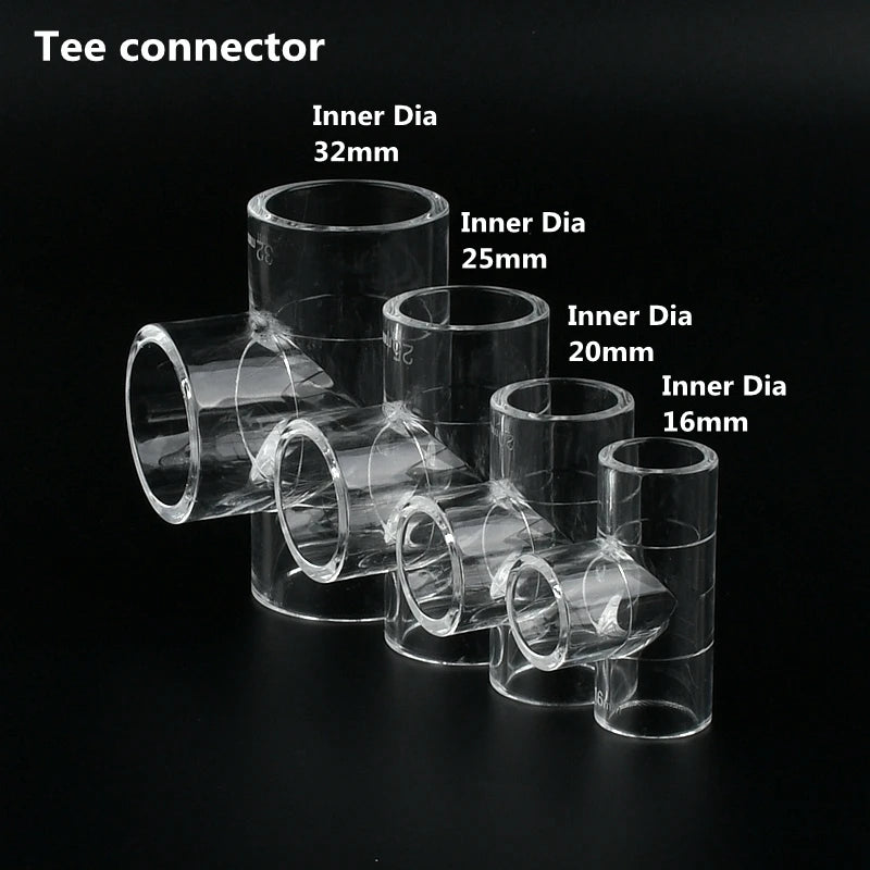 16 20 25 32 40 50mm Acrylic Pipe 90 Degree Elbow Transparent Plexiglass Fish Aquarium Water Tank Accessories Tank Tee Way Joints