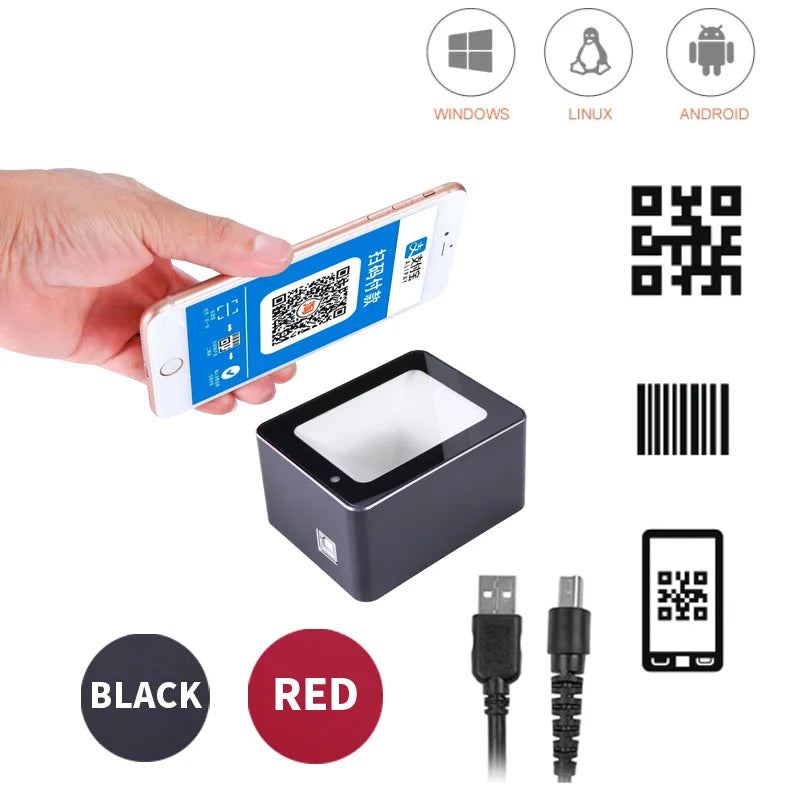 Cheapest 2D CMOS Desktop QR Code Barcode Reader Wired High-end Barcode Scanner With USB Interface Payment Box