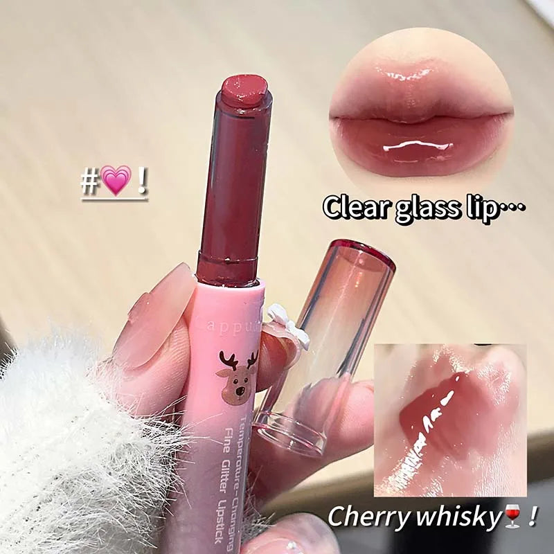 Shimmer Lip Jelly Pen Moisturizing Mirror Water Light Solid Lip Gloss Film-forming Non-Fading Gloss Lipstick Long-lasting Makeup