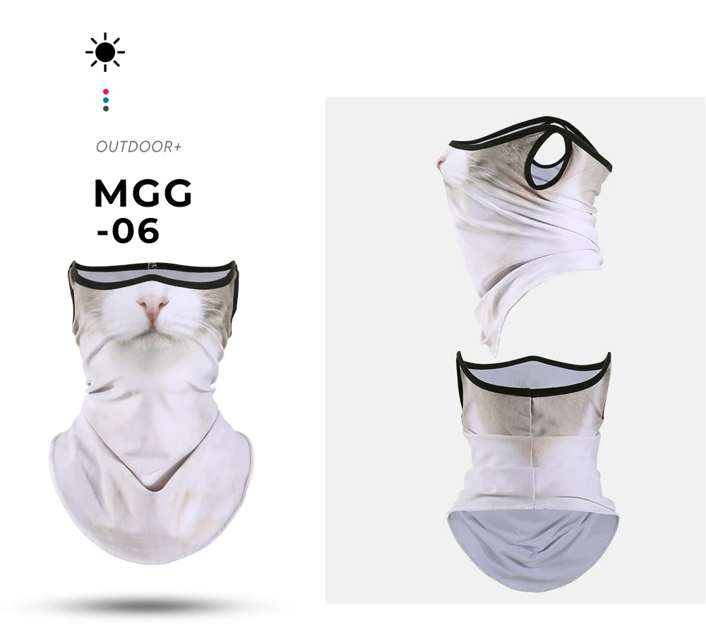 3D Animals Magic Scarf Bandana Breathable Neck Warmer Gaiter Hanging Ear Outdoor Sports Triangle Face Mask Neckerchief Summer