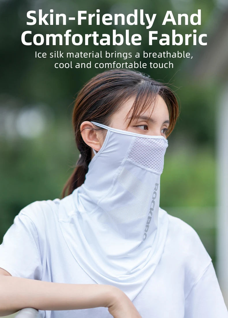 ROCKBROS Ice Silk Cycling Face Mask UV Sun Protect UPF50+ Summer Breathable Collar Scarf MTB Road Motorcycle Bike Bicycle Mask
