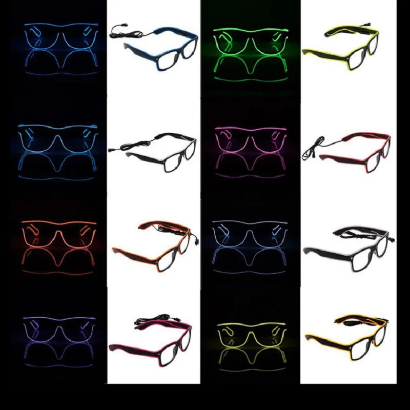 Led Glasses Neon Party Flashing Glasses Novelty Gift EL Wire Glowing Gafas Luminous Bril  Glow Sunglasses Bright Light Supplies