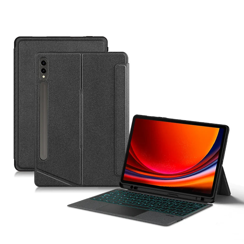 HUWEI Magic Keyboard For Samsung Galaxy Tab S9 S8 S7 Plus FE 12.4" Case Smart Backlit TouchPad Spanish Portuguese Keyboard Cover