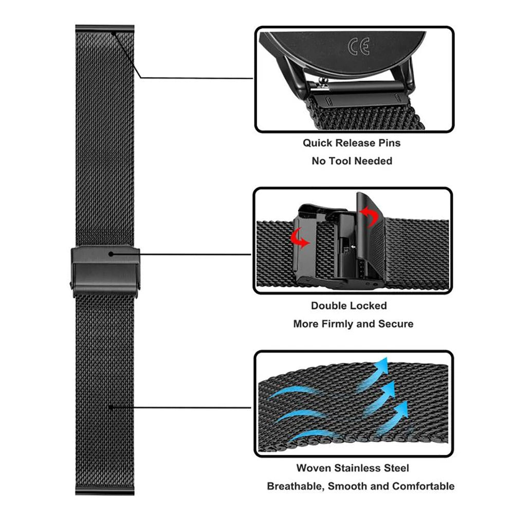 Watch Bracelet Strap for Blackview W70 Pro W60 W50 Smartwatch Stainless Steel Band for Blackview W70 Pro Metal Correa Wristband