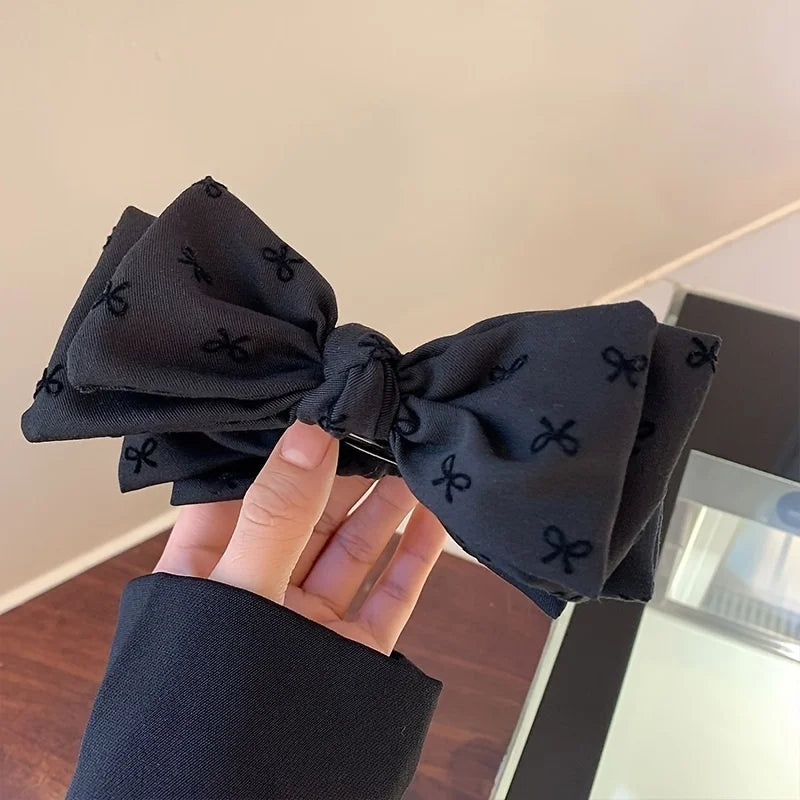 2-piece Elegant Bow Hair Clip for Spring and Summer - Fashionable Fabric Hair Bun and Ponytail Holder Suitable Women and Girls