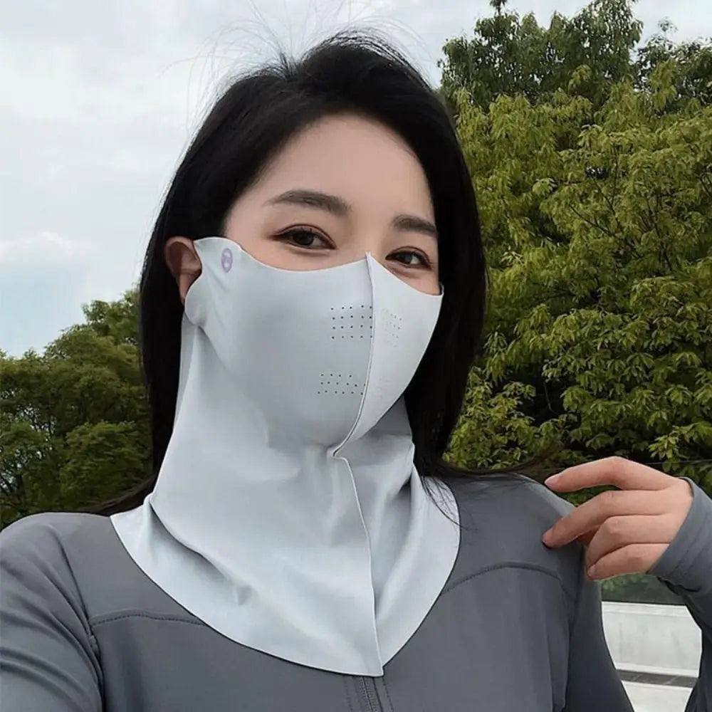 Cool Ice Silk Sun Protection Mask 3D Breathable Anti-UV Neck Scarf Sunscree UPF50+ Sunshade Face Mask Outdoor