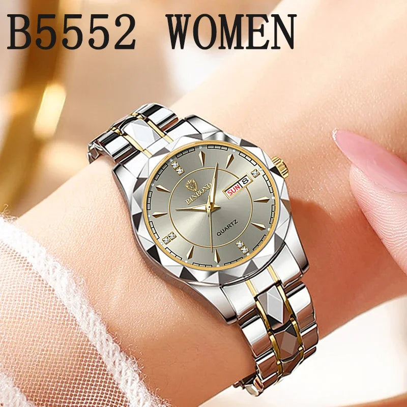 BINBOND B5552 New Luxury Brand Quartz Women's Watches 30M Waterproof Luminous Date Wristwatch Fashion Business Womens Watches