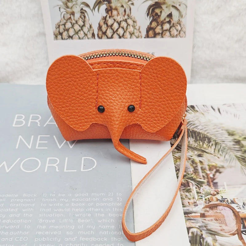 Mini leather elephant-style earphone case, coin purse, creative card holder, lipstick holder, earphones, change holder