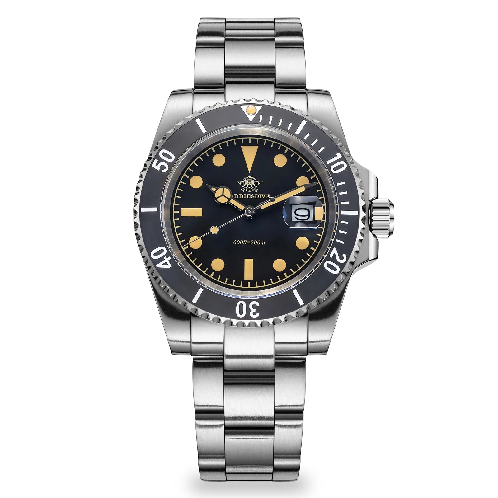 ADDIESDIVE AD2054 Stainless Steel Quartz Watch 200M Dive Watches Green Luminous Men's WristWatches Waterproof Relojes Masculino