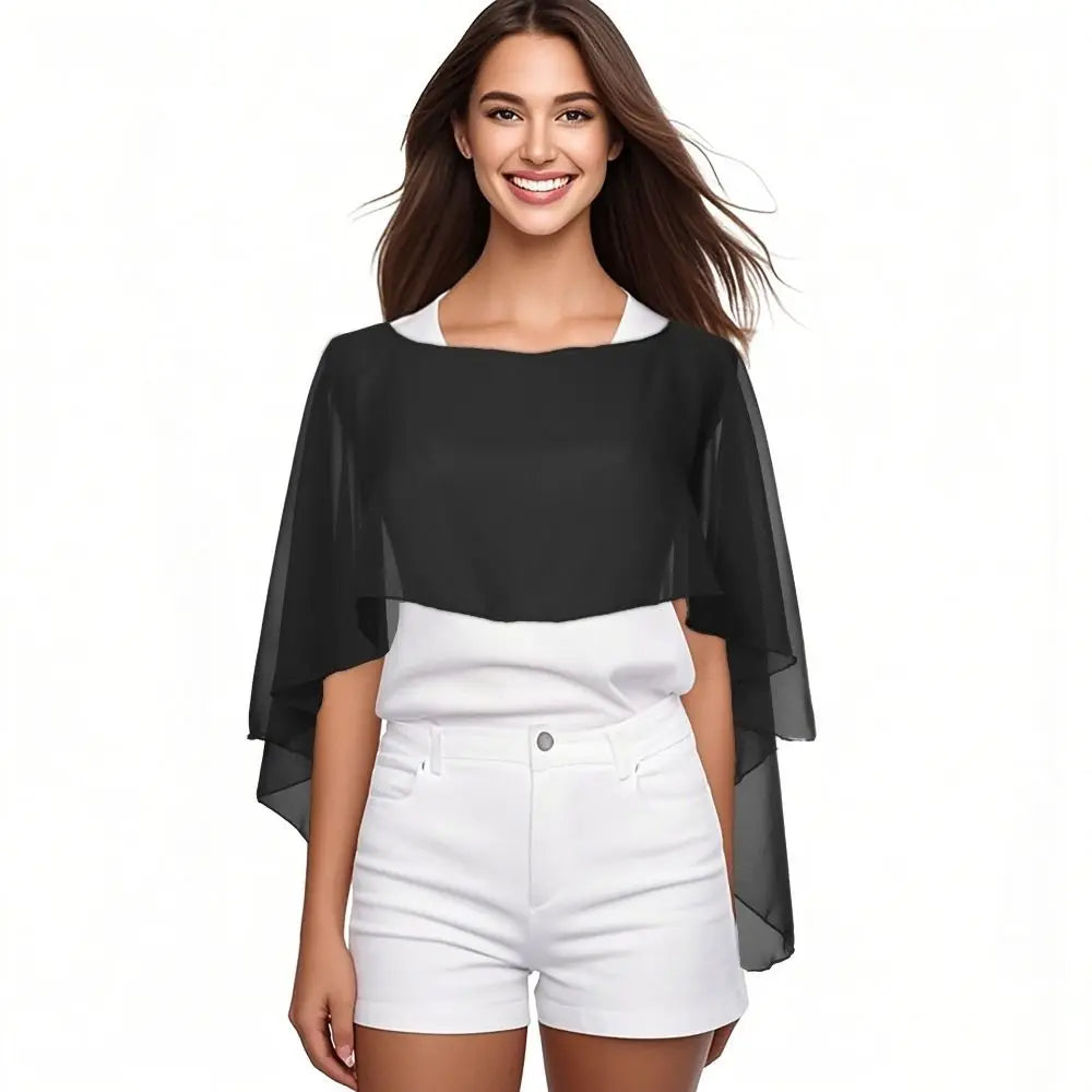 New Fashion Soft Wedding Capes Long Solid Color Chiffon Shrug Sunscreen Wraps Womens Ladies