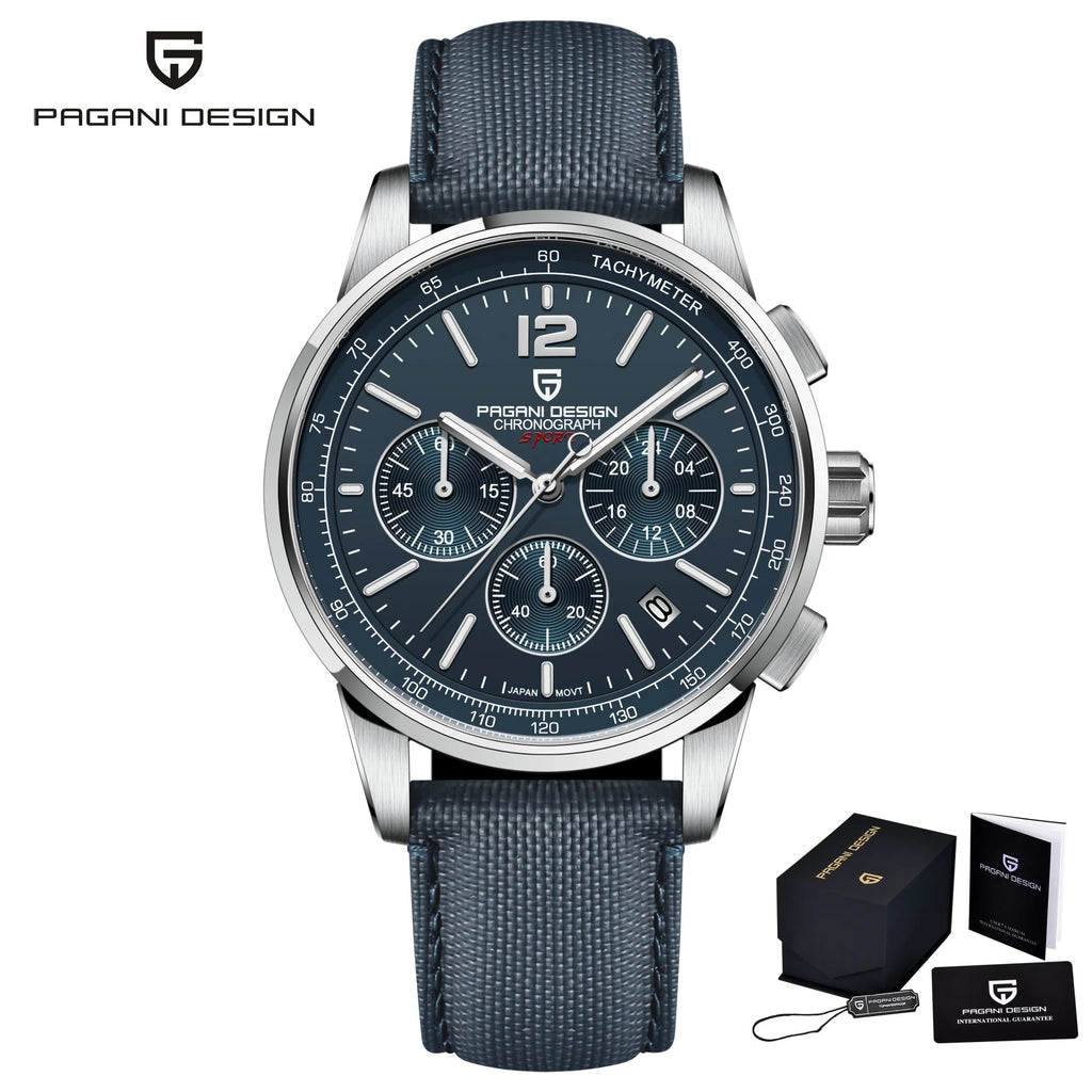 PAGANI DESIGN 2025 New Luxury Fashion Casual Men Quartz Watches VK63 100M Water Resistant Sapphire Glass Stainless Steel Watches